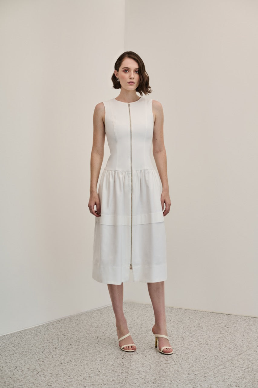 Vestido Midi Zíper Metal